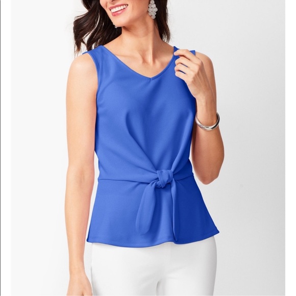 NWT Talbots Tie Front Tank Blue Size Medium - Picture 1 of 6